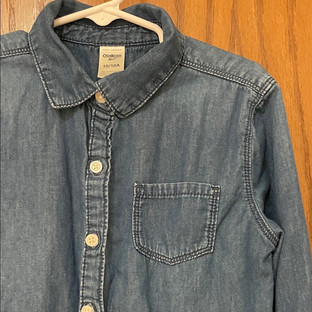 OshKosh B'gosh UGC Girls Size 10 Denim Chambray and Navy Tulle Dress - Picture 3 of 11
